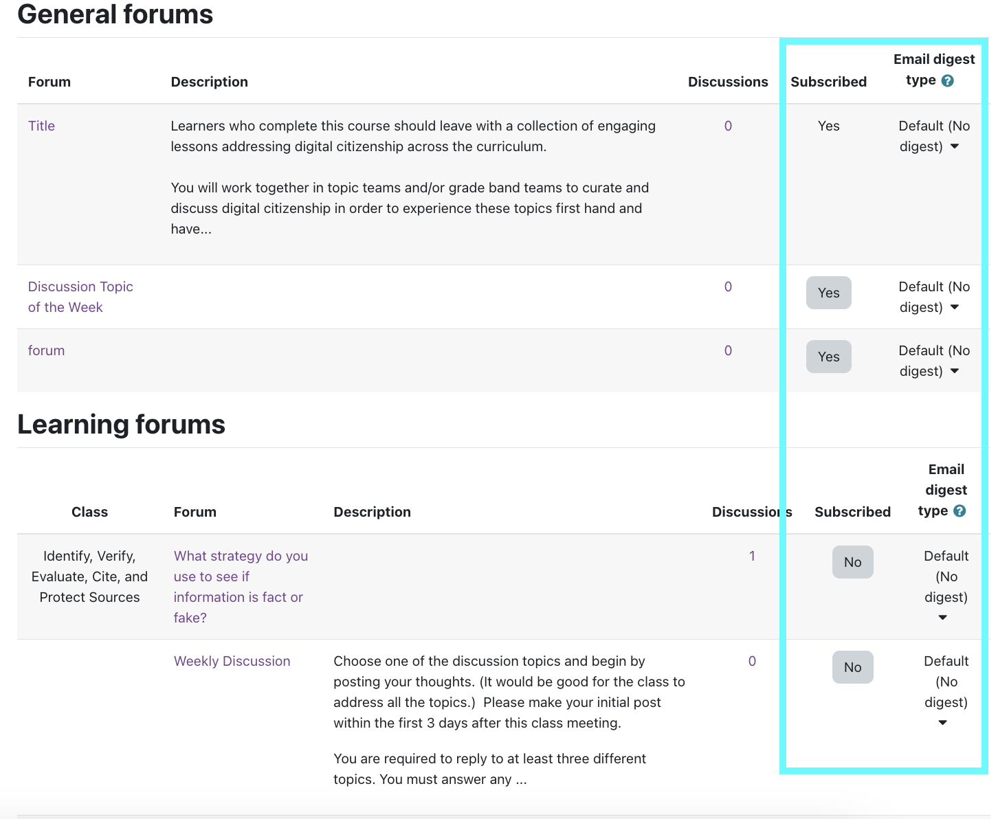 forum preferences