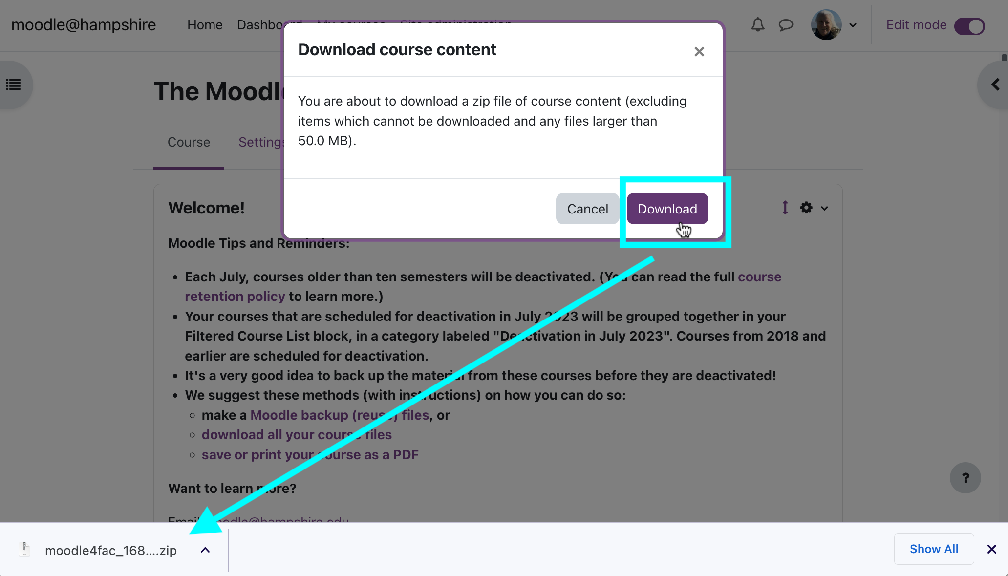 download course content files