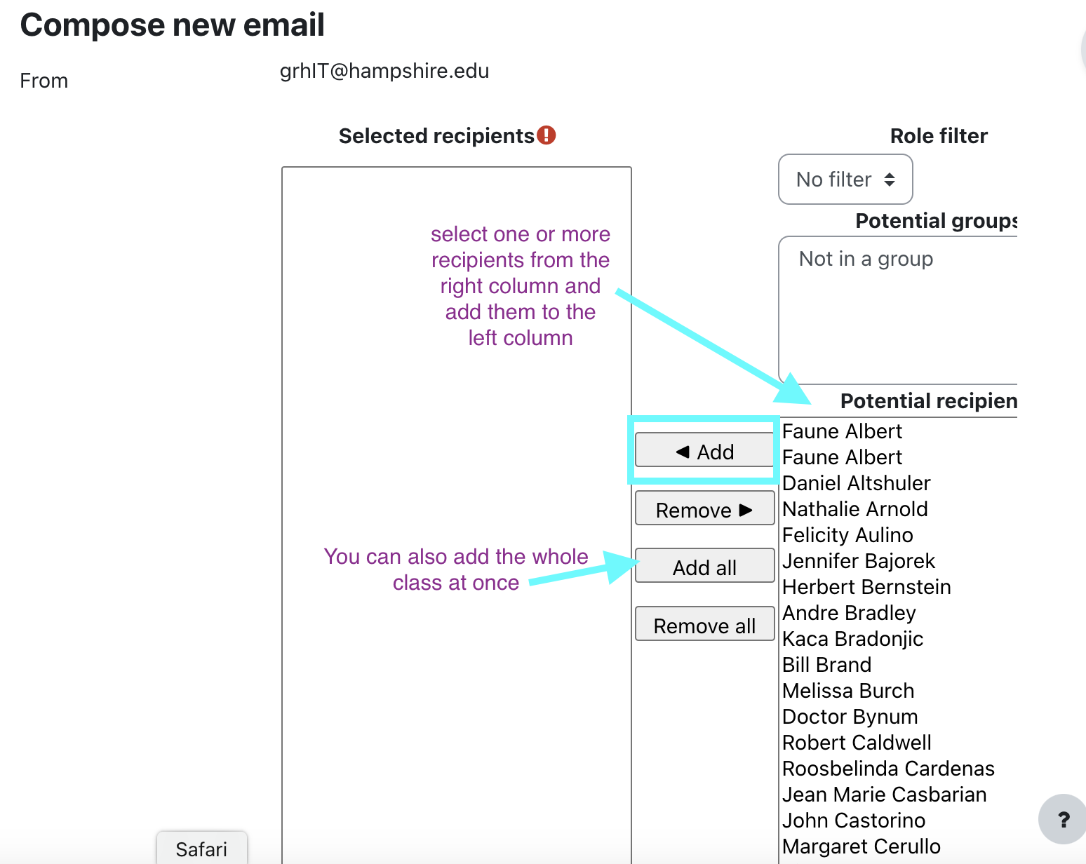 Choosing recipients