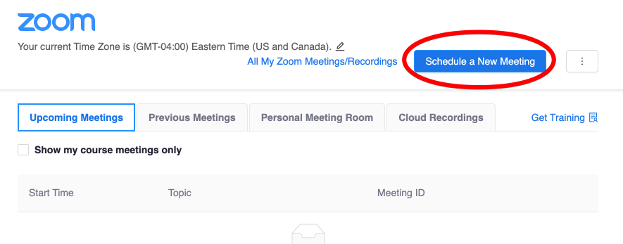 Schedule a new meeting button