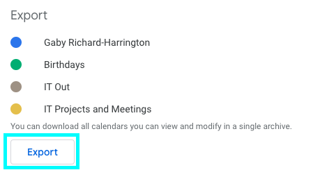 export Google Calendar(s)